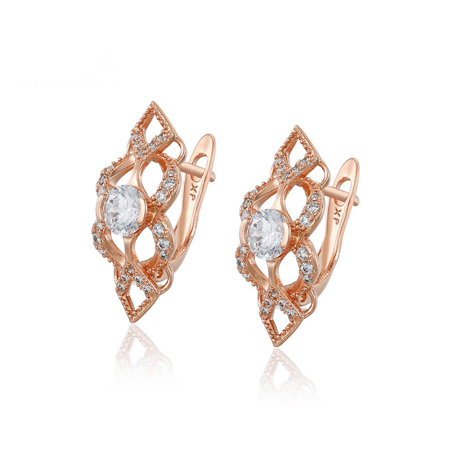 Astonishing Rose Gold Earrings with Crystals - beautiquepoint.com