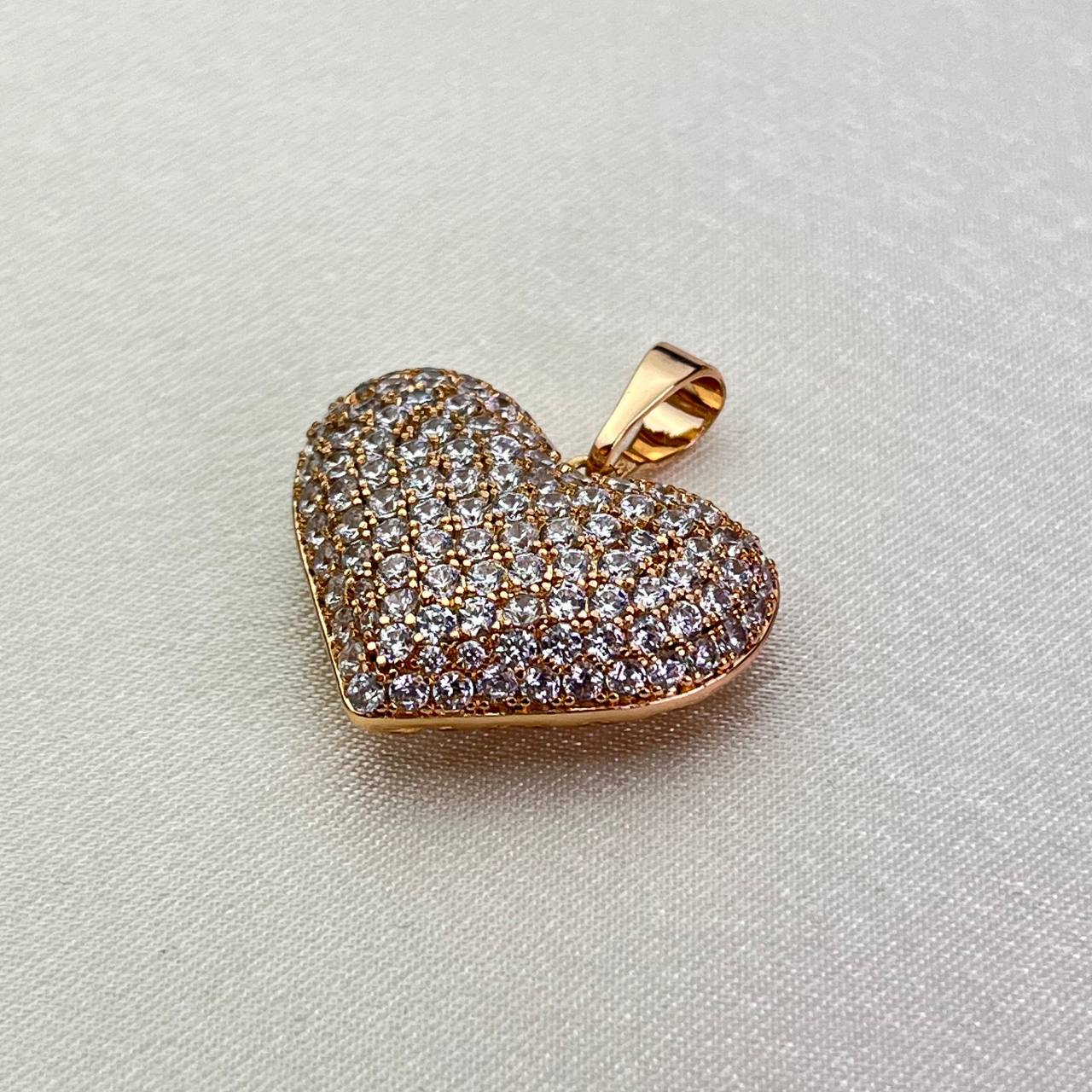 Big Heart & Crystals Gold-Plated Pendant