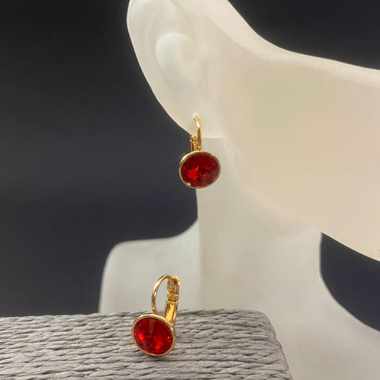 Cherry Drop Earrings in Gold Setting