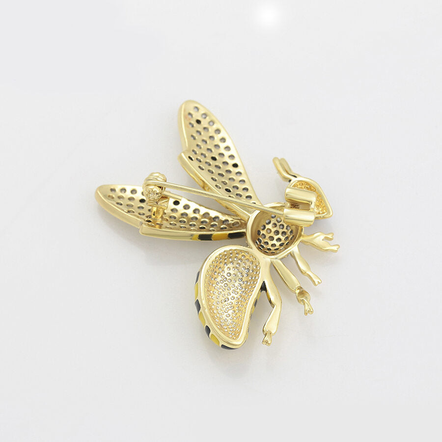 Gold-Plated Bee Brooch For Woman - view from back - beautiquepoint.com