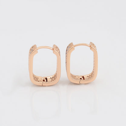 Gold-Plated squared-shape earrings for woman with crystals - view from side - beautiquepoint.com