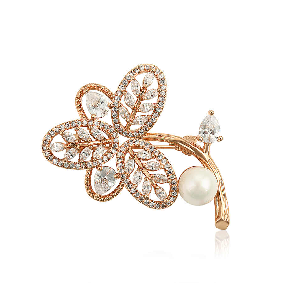 Gorgeous Gold-Plated Brooch with crystal and gem - beautiquepoint.com