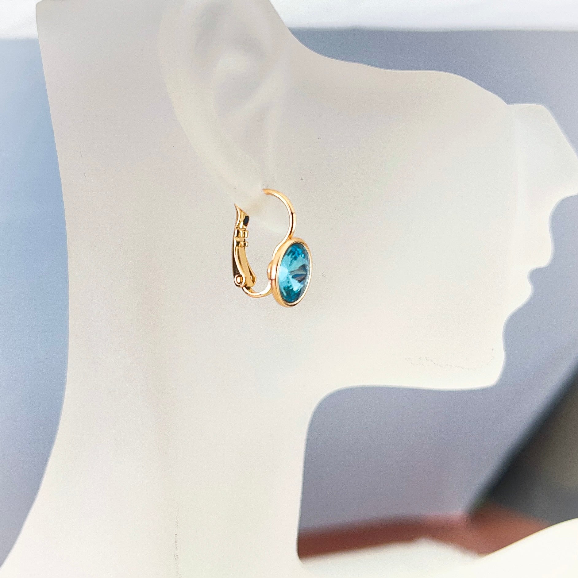 Golden Wave Blue Stone Earrings | beautiquepoint.com