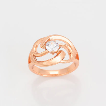 Rose Gold Ring With Crystal Gem For Women View From Above - beautiquepoint.com