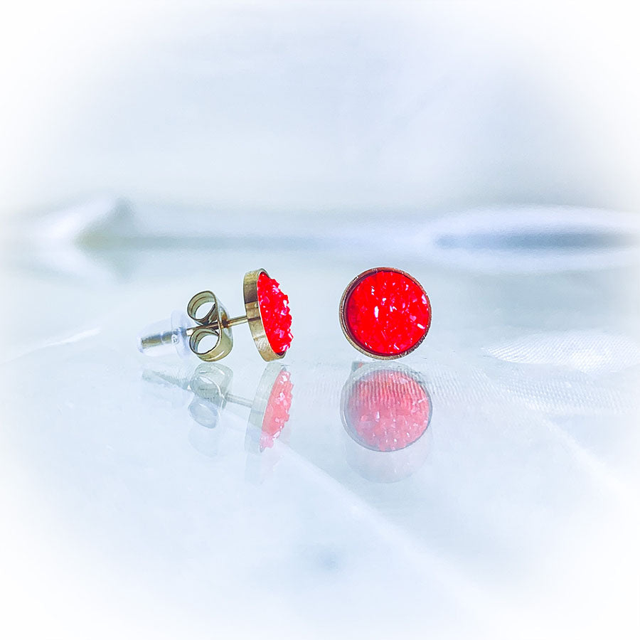 Ruby Drop Stud Earrings