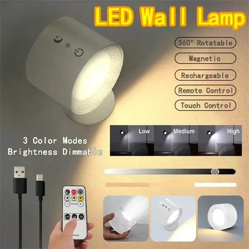 Wireless LED Night Light with Remote and 360° USB Recharge