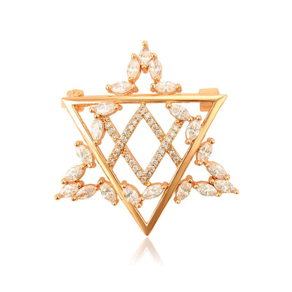 18K Gold Colour Star of David Brooch for woman - beautiquepoint.com